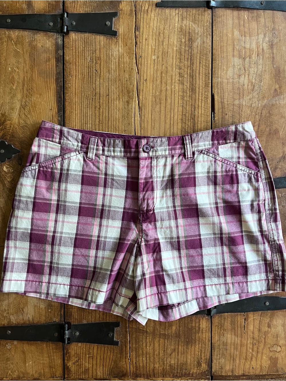 Plaid Cargo Shorts for Women - Pink Plaid